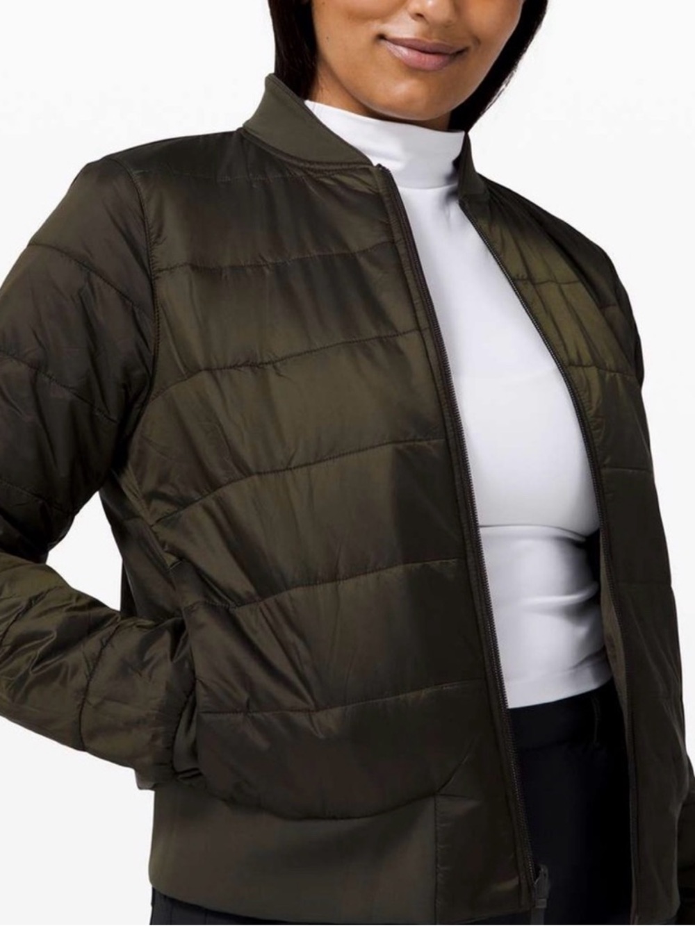 lululemon | Olive Green Reversible Quilted Puffer Bomber Jacket, 4 - Picture 2 of 16
